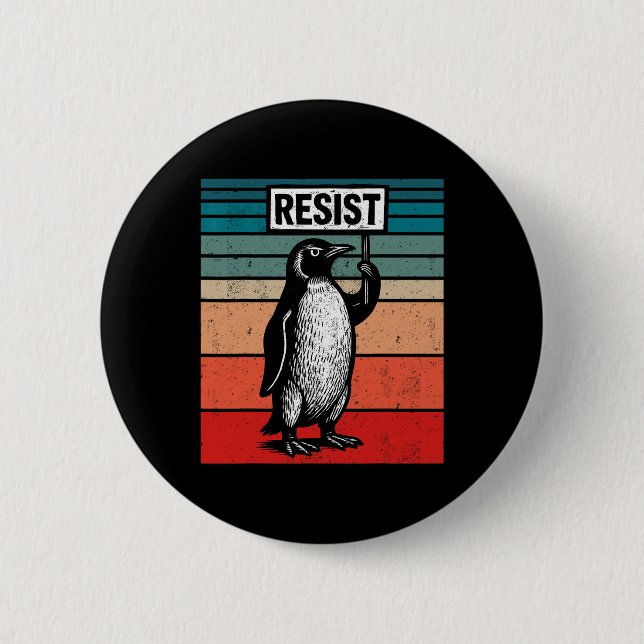 Resist Penguins Against Trump Tariffs Funny  Button (Front)
