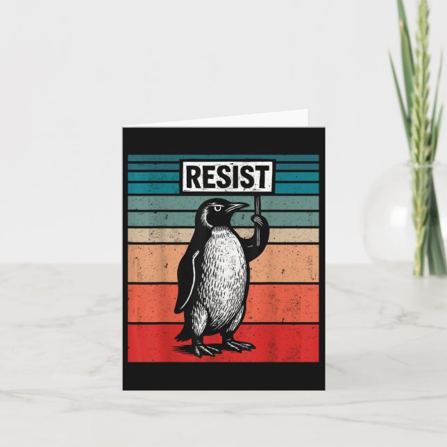 Resist Penguins Against Trump Tariffs Funny  Card (Front)