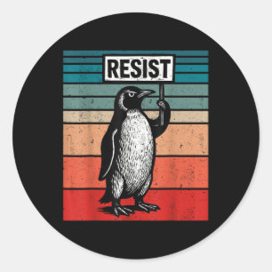 Resist Penguins Against Trump Tariffs Funny Classic Round Sticker