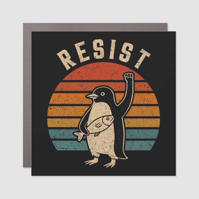 Resist Penguins Protest Against Tariffs Car Magnet (Front)