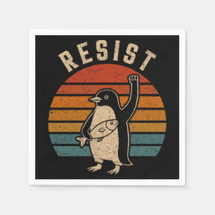 Resist Penguins Protest Against Tariffs Napkins