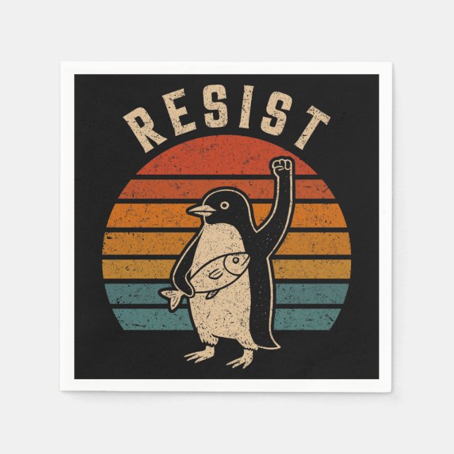 Resist Penguins Protest Against Tariffs Napkins (Front)
