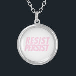 "Resist Persist" light pink white Silver Plated Necklace<br><div class="desc">"Resist Persist" light pink white Silver Plated Necklace</div>