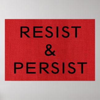 Resist & Persist on Red Linen Texture Photo Poster