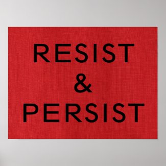 Resist & Persist on Red Linen Texture Photo Poster