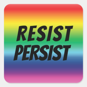 resist persist - pride lgbtq lgbt rainbow colors square sticker