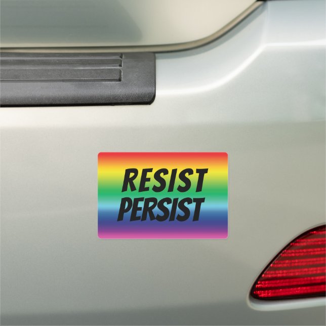 Resist persist rainbow gradient lgbtq gay pride car magnet (In Situ)