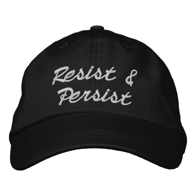 Resist & Persist white cute script Embroidered Baseball Cap (Front)
