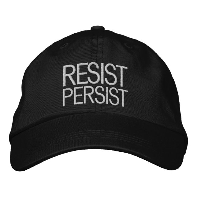 Resist Persist white Embroidered Baseball Cap (Front)