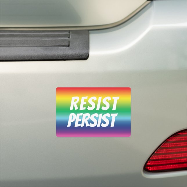 "resist persist" white letters - pride lgbtq lgbt car magnet (In Situ)