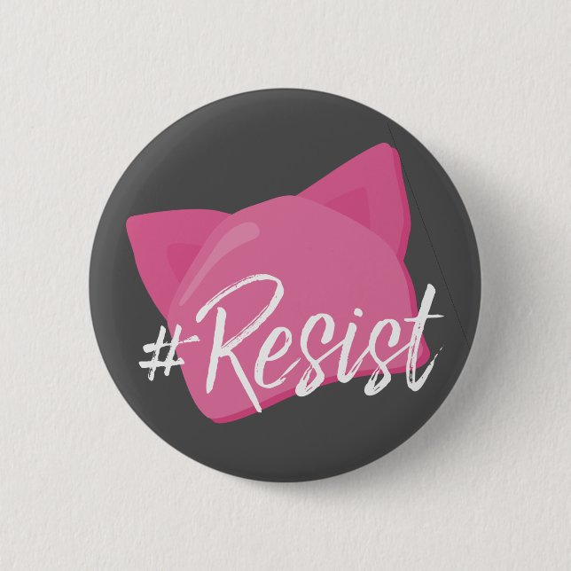#resist pink cat hat for women - Anti Donald Trump Button (Front)