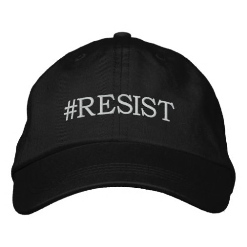 Resist Political Protest white text on black Embroidered Baseball Cap