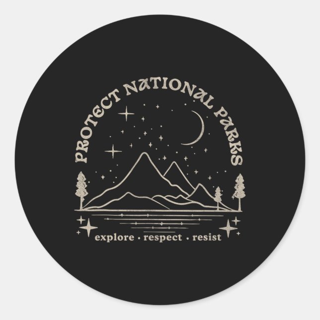 Resist Protect Our National Parks Graphic Anti Tru Classic Round Sticker (Front)