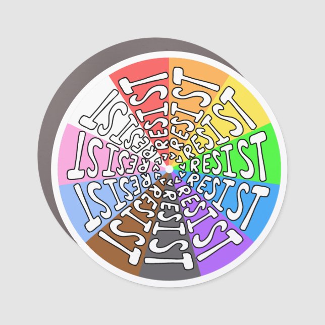 Resist Rainbow Car Magnet (Front)