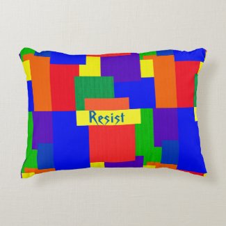 Resist Rainbow Patchwork Quilt Accent Pillow