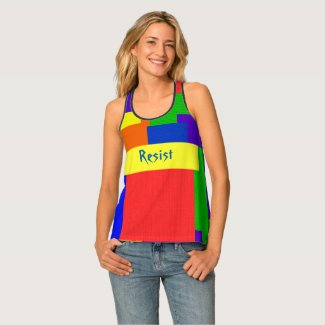 Resist Rainbow Patchwork Quilt Design Tank Top