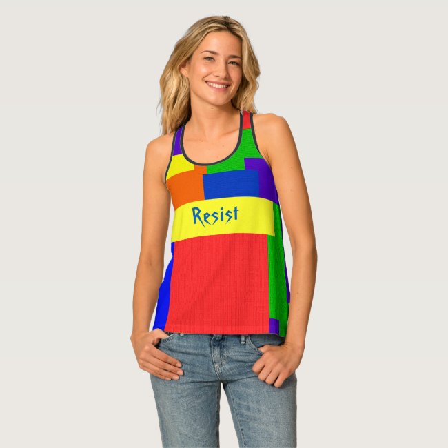 Resist Rainbow Patchwork Quilt Design Tank Top