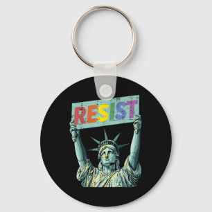Resist Rainbow Statue Liberty Protest Lgbt Gay Men Keychain