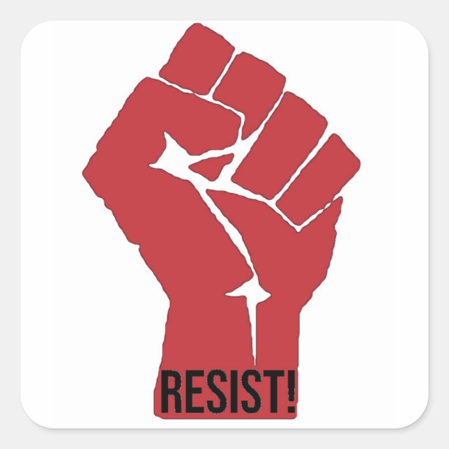 Resist Raised Fist Justice Square Sticker (Front)