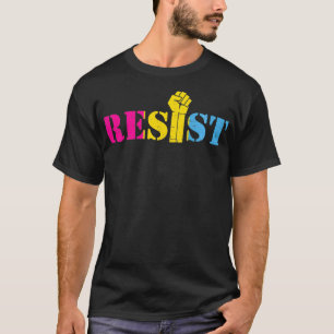 Resist Raised Fist LGBTQ Pride Panseual Pan Flag M T-Shirt