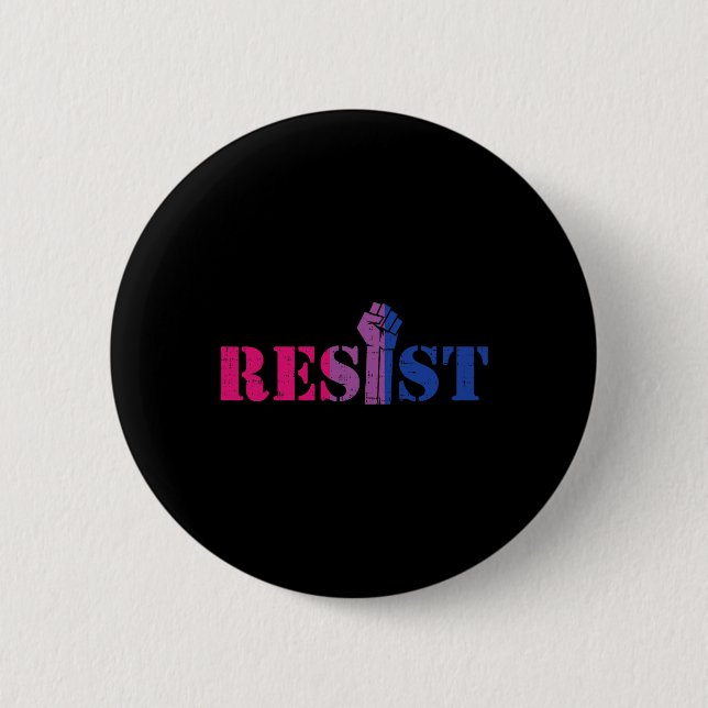 Resist Raised Fist Protest Lgbtq Biual Flag Gay Pr Button (Front)