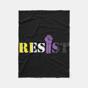 Resist Raised Fist Protest Lgbtq Non-binary Flag G Fleece Blanket