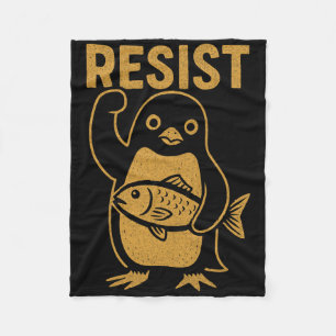 Resist Rebel Penguin Resistance Protest Against Hi Fleece Blanket
