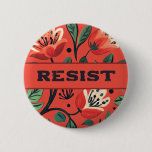 Resist Red Flower Button