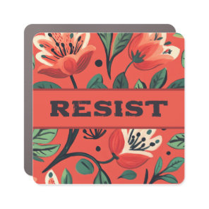 Resist Red Flower Car Magnet