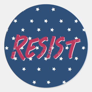 Resist Resistance Red and Blue Stars Flag Colors Classic Round Sticker