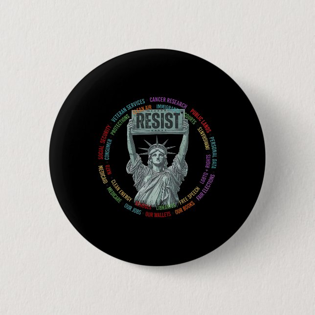 Resist Resistance Usa Statue Of Liberty Hands Off  Button (Front)