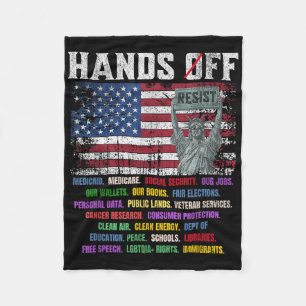 Resist Resistance Usa Statue Of Liberty Hands Off Fleece Blanket