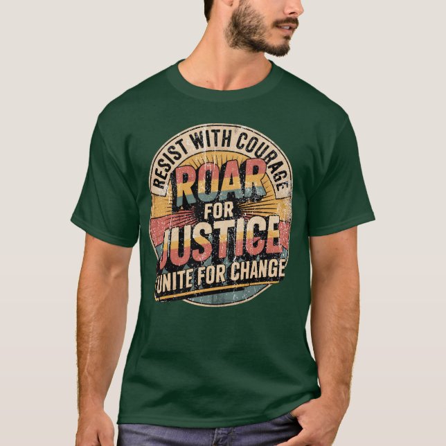 Resist Roar Unite Activist Typography Design T-Shirt (Front)