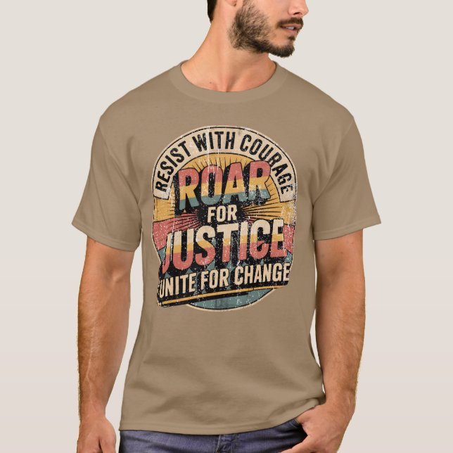 Resist Roar Unite Activist Typography Design T-Shirt (Front)