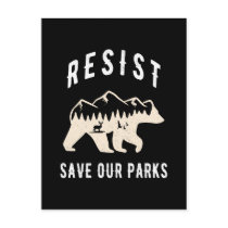 Resist Save Our Parks Alt US National Parks Bear  Holiday Postcard