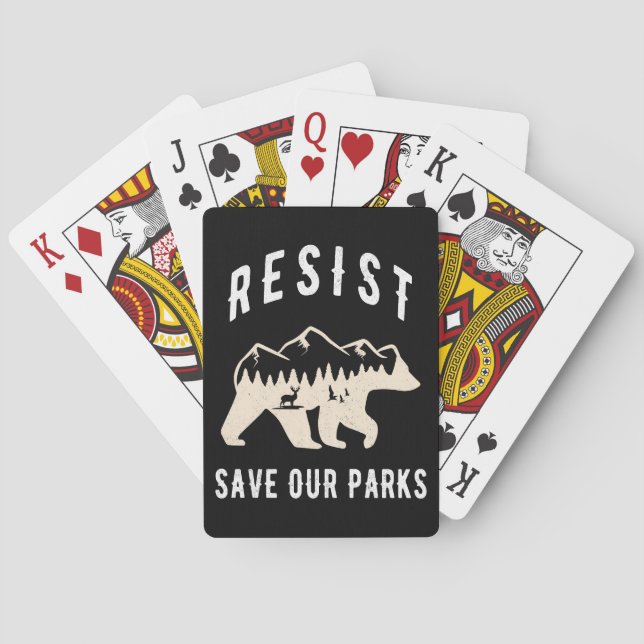 Resist Save Our Parks Alt US National Parks Bear  Poker Cards (Back)