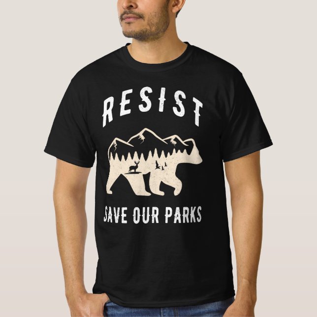 Resist Save Our Parks Alt US National Parks Bear  T-Shirt (Front)