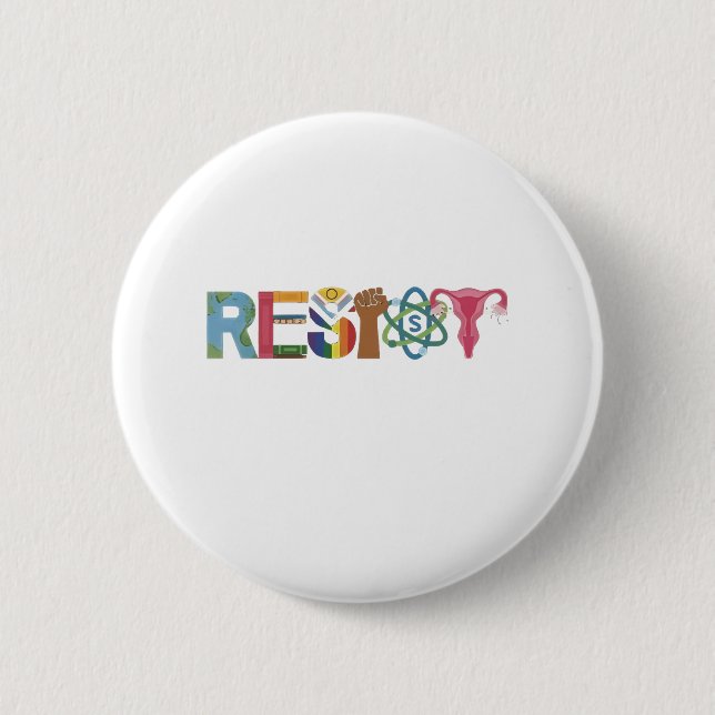 Resist Shirt Resistance Fight Fist Protest Liberal Button (Front)