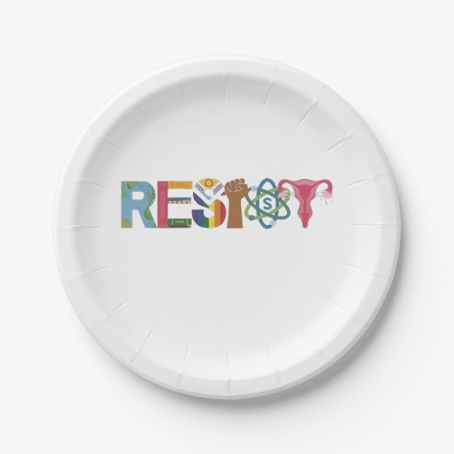 Resist Shirt Resistance Fight Fist Protest Liberal Paper Plates (Front)