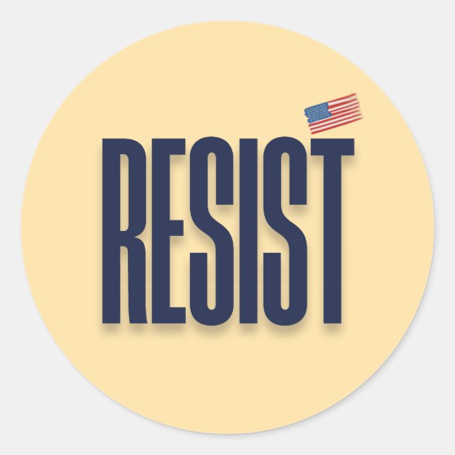 RESIST Small American Flag – Protest Statement Classic Round Sticker (Front)