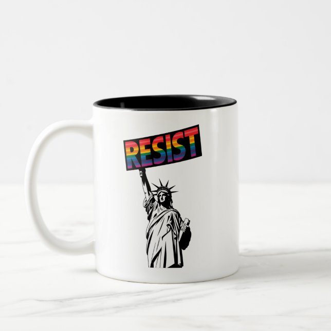 Resist Statue of Liberty Feminist Gift Two-Tone Coffee Mug (Left)