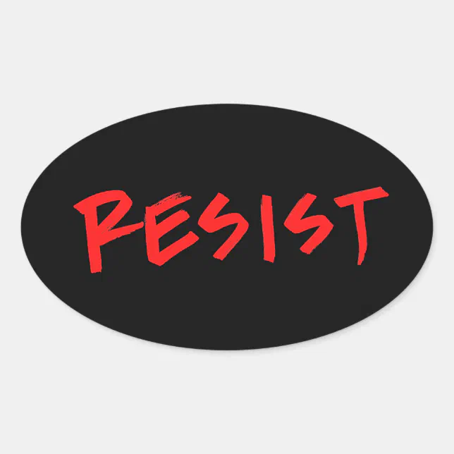 Resist Stickers-4 per sheet-red on black Oval Sticker | Zazzle