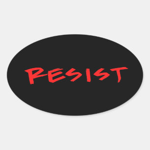 Resist Stickers-4 per sheet-red on black Oval Sticker