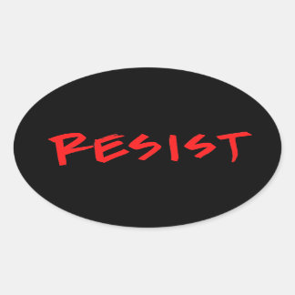 Resist Stickers-4 per sheet-red on black Oval Sticker