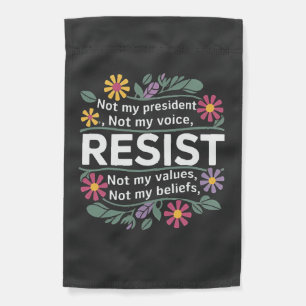 Resist Subtle Anti Trump Floral Botanical Protest  Garden Flag