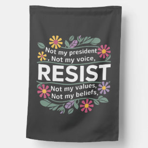 Resist Subtle Anti Trump Floral Botanical Protest  House Flag