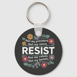 Resist Subtle Anti Trump Floral Botanical Protest  Keychain