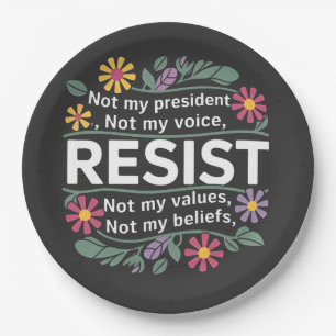 Resist Subtle Anti Trump Floral Botanical Protest  Paper Plates
