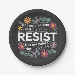 Resist Subtle Anti Trump Floral Botanical Protest  Paper Plates