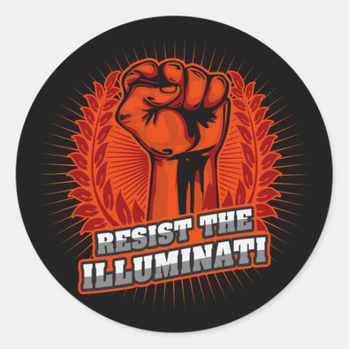 Resist The Illuminati Orange Raised Fist Classic Round Sticker